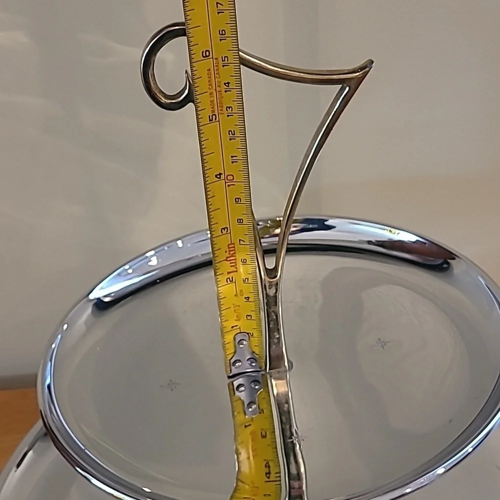 RIVIERIA Atomic MCM Two Tiered Chromeware Tidbit Petit Fours Serving Tray - Picture 12 of 16